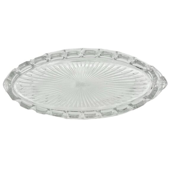 Serving Dish 12 x 5 x 2 Clear Glass Scalloped Oval - Picture 3 of 7
